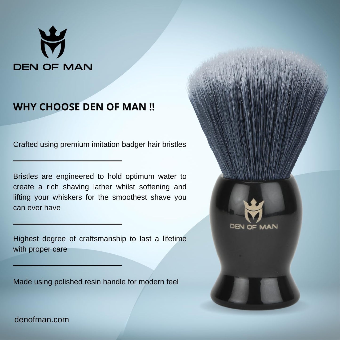 Den of Man Jumbo 27mm Knot Premium Cruelty Free Imitation Badger Hair Shaving Brush, Soft & Ultra Absorbent Bristles For Smooth Shave | Black Resin Handle & Real Rosewood Handle(Pack of 2)
