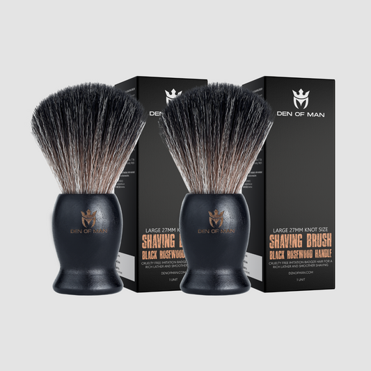 Den of Man Jumbo 27mm Knot Premium Cruelty Free Imitation Badger Hair Shaving Brush, Soft & Ultra Absorbent Bristles For Smooth Shave, Real Rosewood Handle(Pack of 2)