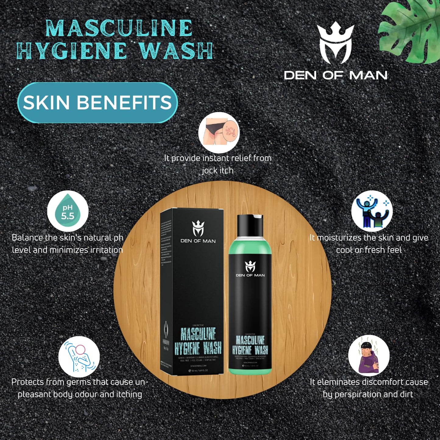 Den of Man Daily Active Masculine Hygiene Wash, 50GM & Jumbo 27mm Knot Premium Cruelty Free Imitation Badger Hair Shaving Brush, Real Rosewood Handle (Pack of 2)
